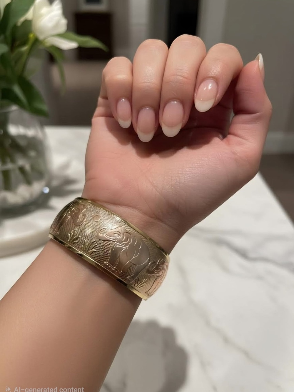 Tricolor Elephant Bangle Bracelet